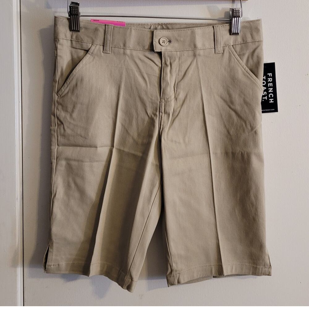 NWT Boys Khaki Chino Shorts Adjustable Waist Preppy Golf Casual French Toast